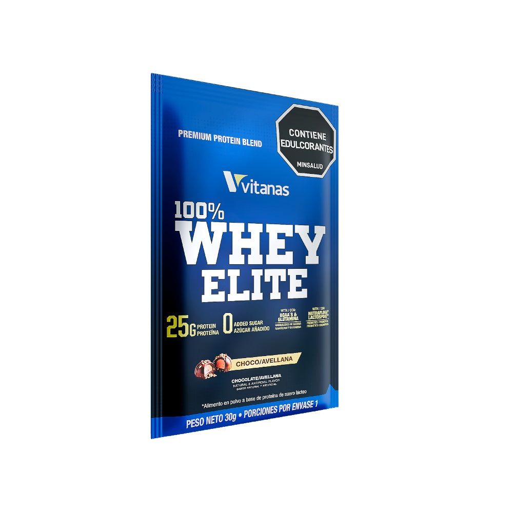 Vitanas Whey Elite Sachet 30 g Choco Avellana - sachet frontal oficial
