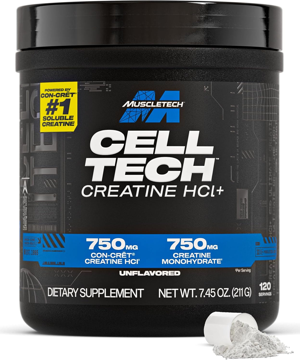 MuscleTech Cell-Tech Creatine HCl+ 211 g Sin Sabor - vista frontal