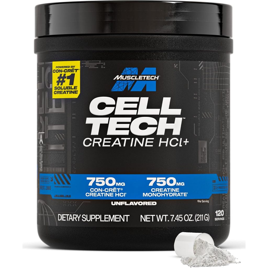 MuscleTech Cell-Tech Creatine HCl+ 211 g Sin Sabor - detalle con cuchara
