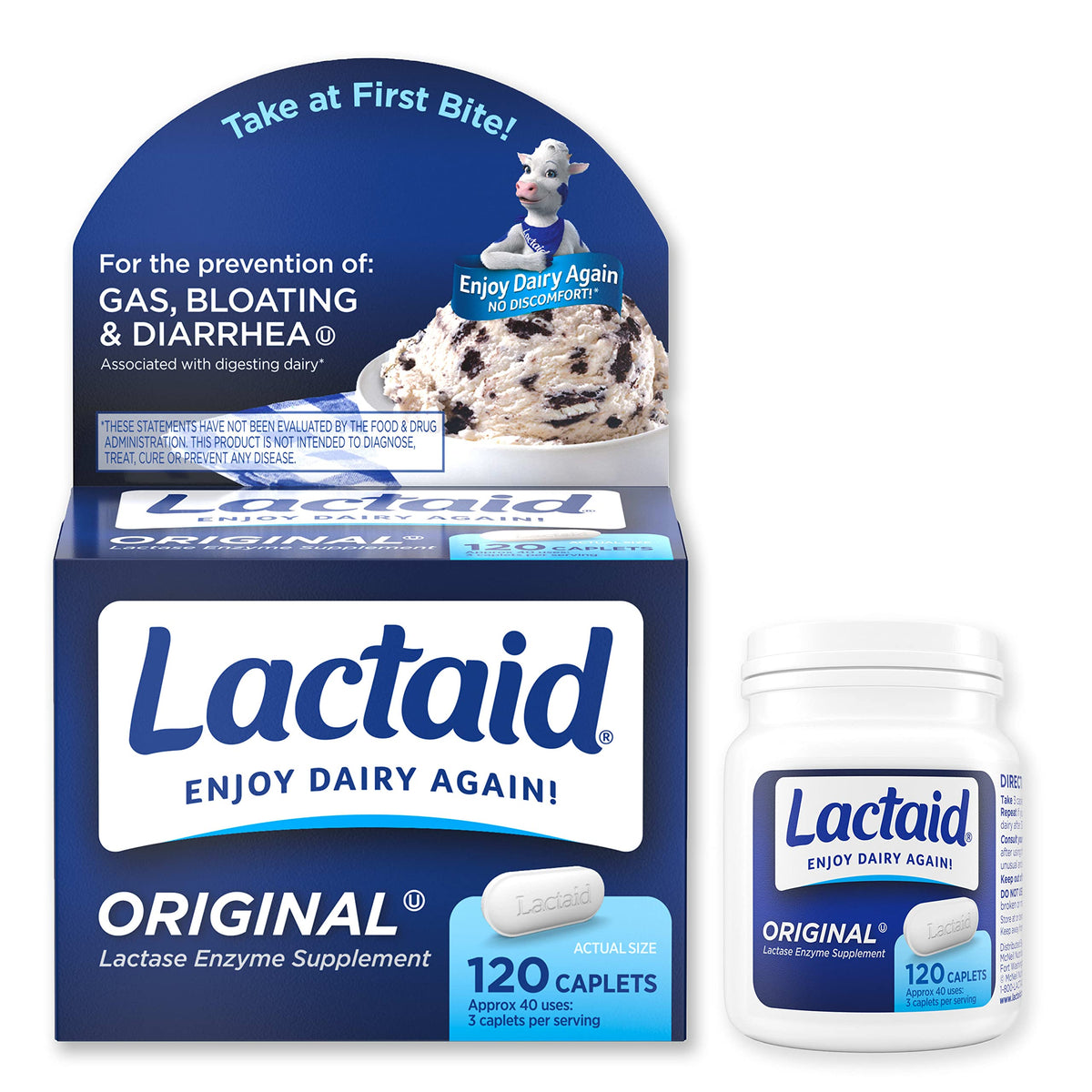 Lactaid Original 120 cápsulas | Enzima lactasa para lácteos
