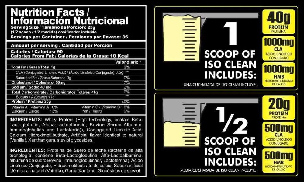Iso Clean 2lb – Proteína Isolate con HMB y CLA | Vainilla
