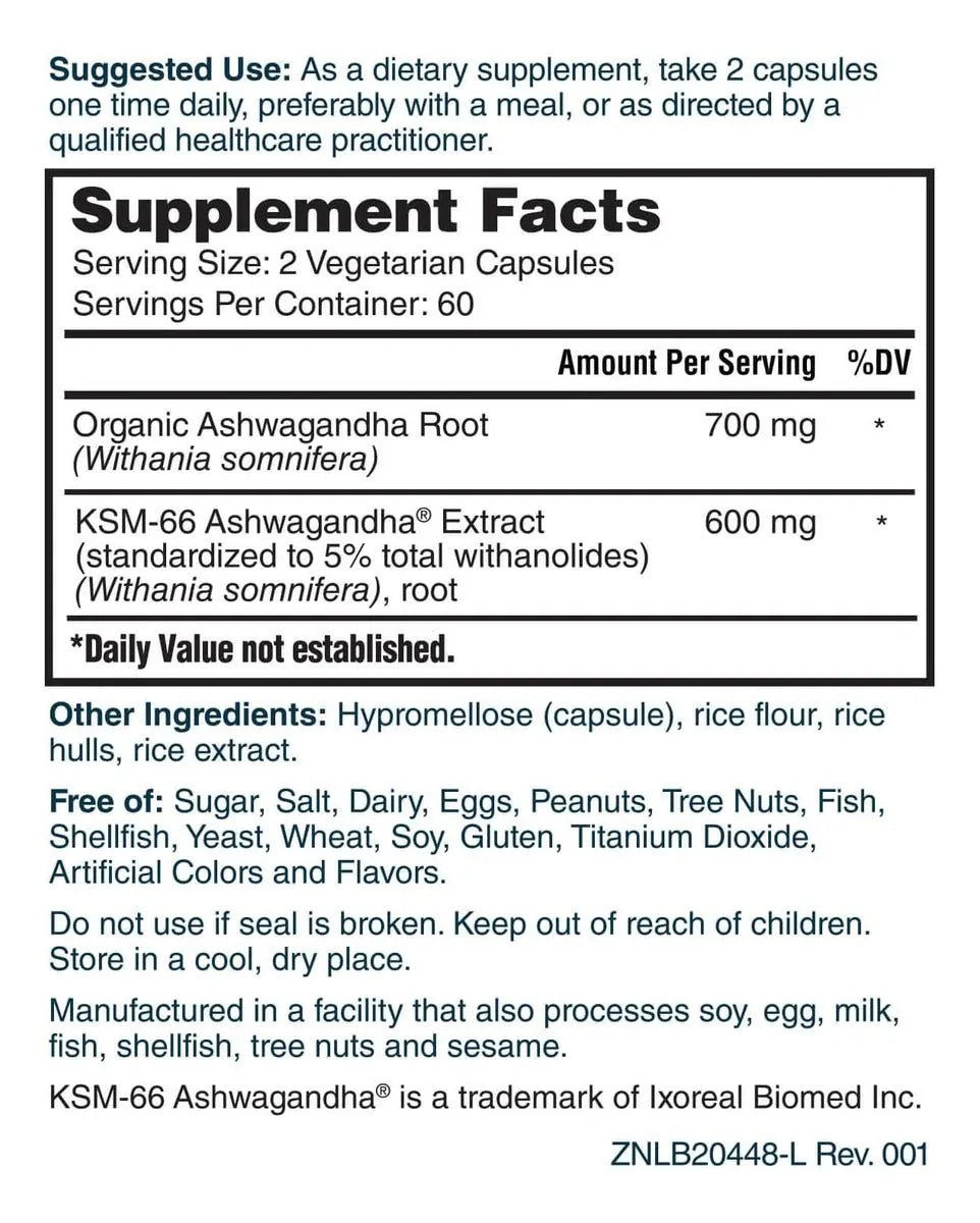 Extracto De Ashwagandha Ksm 66 5% Withanolides 120 Capsulas Antiestres Relajante - MARTURI
