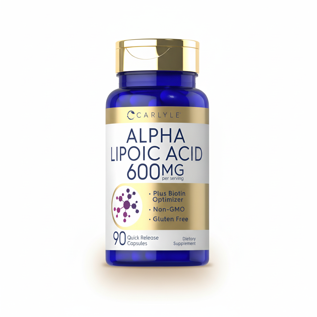 Ácido Alfa Lipoico – Fondo Blanco con Sombra de Lujo