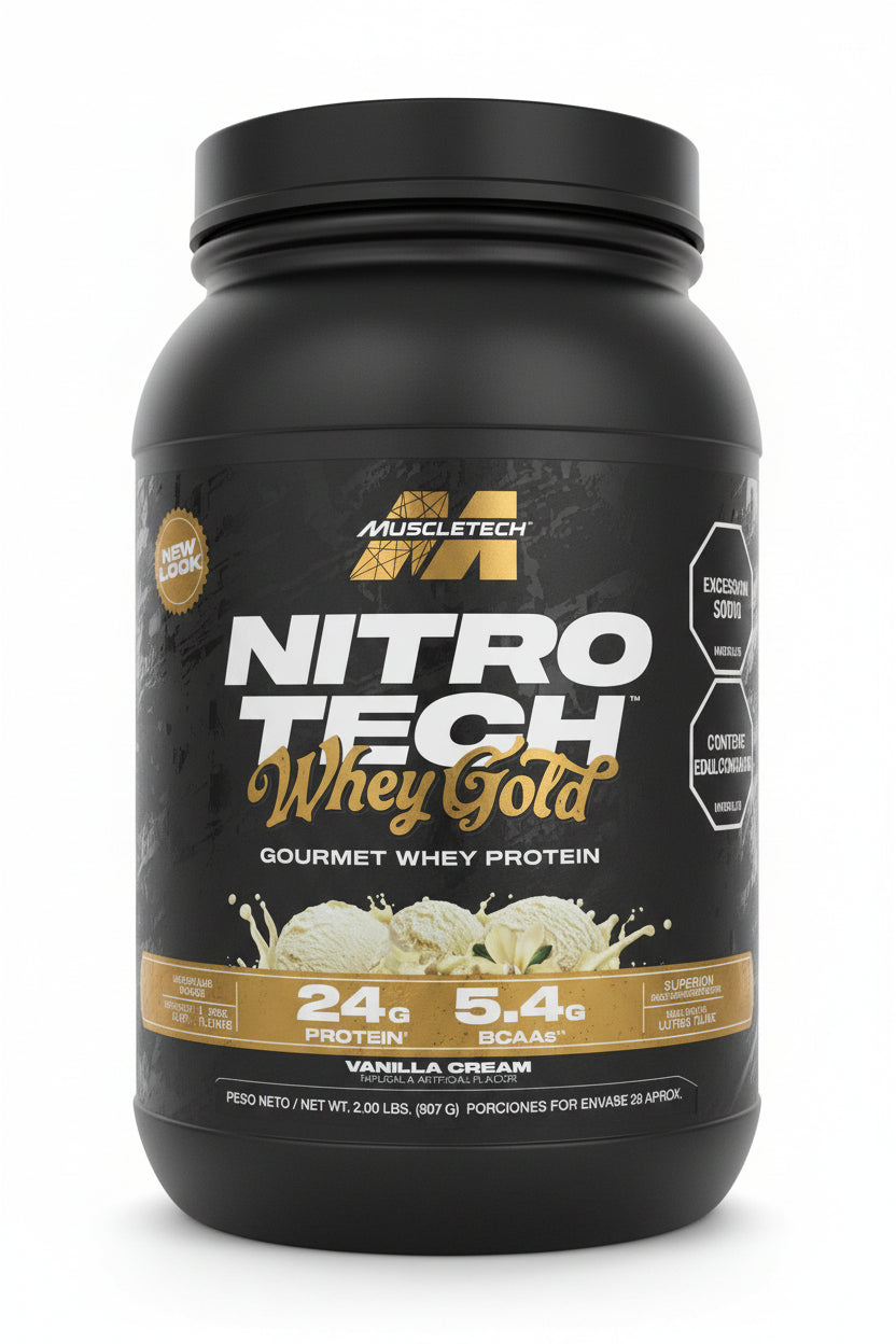 MuscleTech Nitro-Tech Whey Gold 2 lb Vanilla Cream - presentación profesional