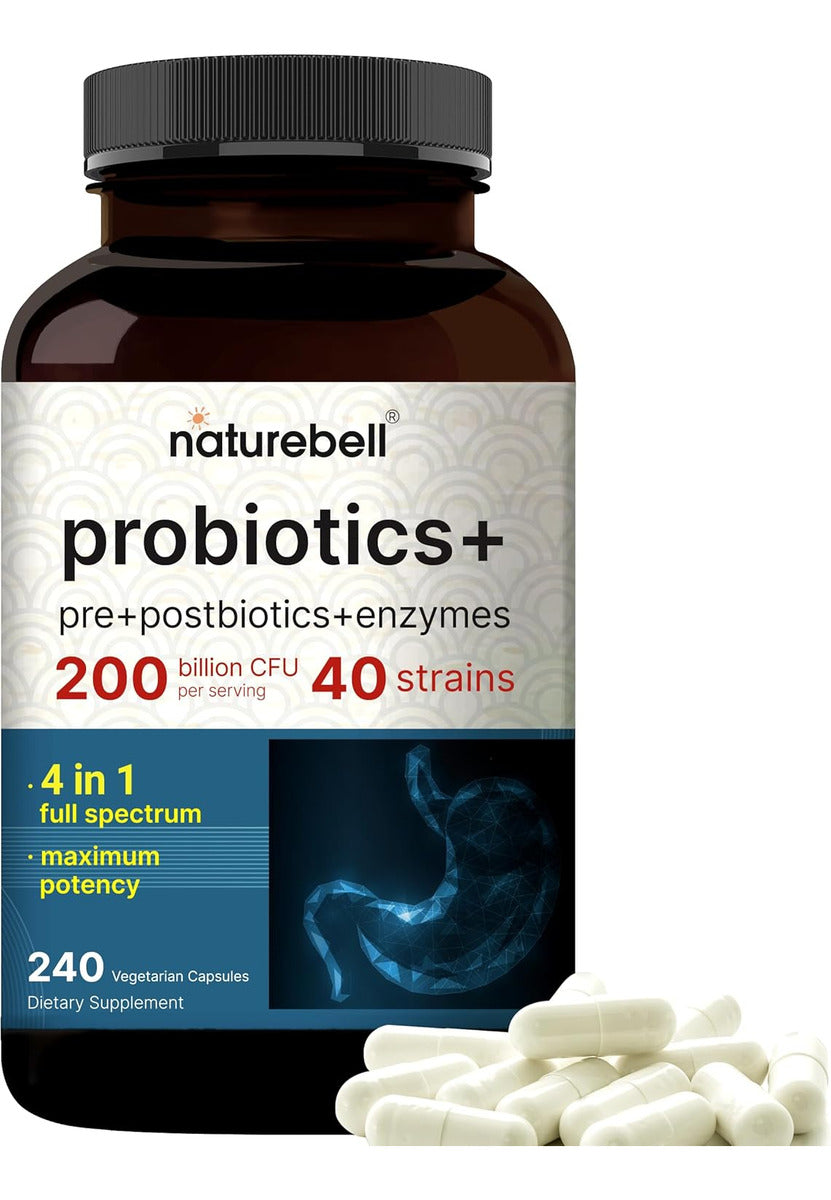NatureBell Probióticos 200 mil millones UFC | 40 cepas | 240 cápsulas