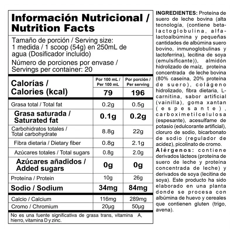 Bipro Lite – Proteína de Suero de Leche + Colágeno Hidrolizado