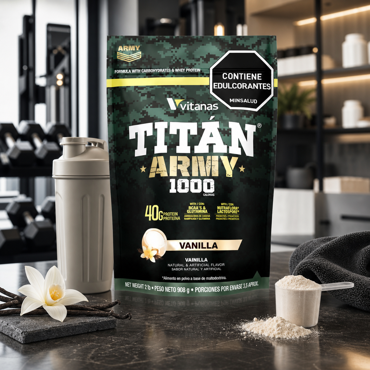 Titan Army Vitanas 2 lb Vainilla | Hipercalórico 908 g