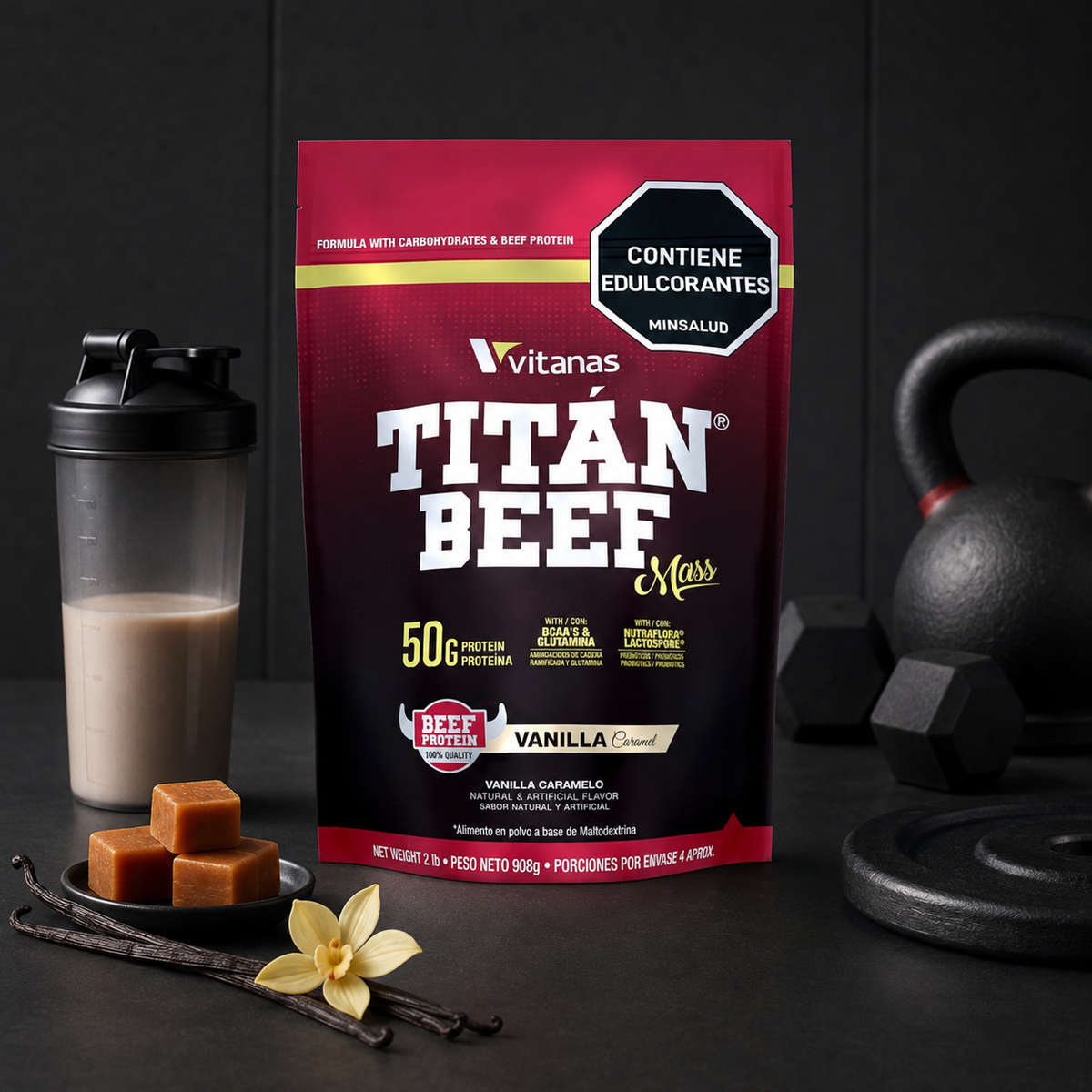 Titan Beef Mass Vitanas | 2 lb | Vainilla Caramelo