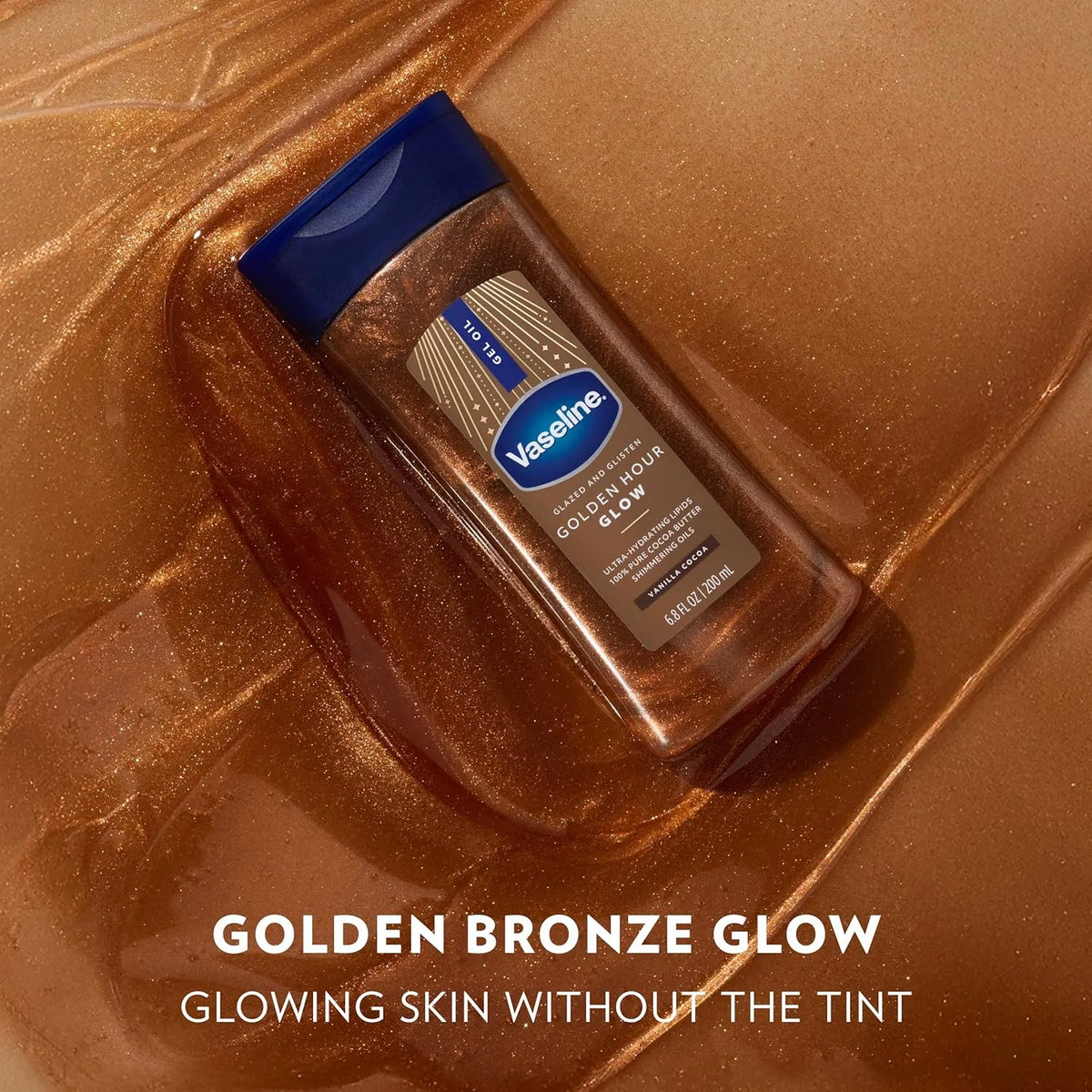 Vaseline Glazed & Glisten Golden Hour – Aceite Gel Corporal Glow (Vanilla Cocoa)