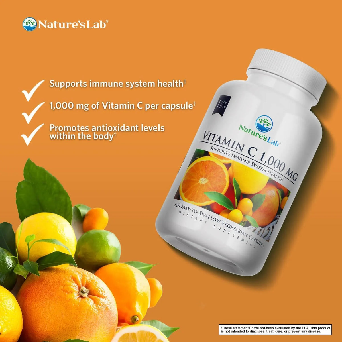 Vitamina C 1000 mg – 120 cápsulas | Nature's Lab